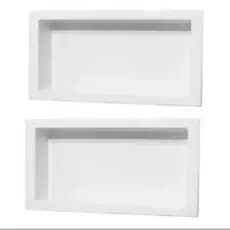 Kit com 2 Nichos para Banheiro Prateleira com borda Embutir 32x62 Suporte shampoo Branco - Organize com Estilo!