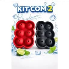 Kit com Duas Forma de Gelo redondo 6 esferas flexível Drinks e whisky