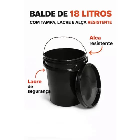 Balde 18 Litros Com tampa e lacre super resistente excelente vedação