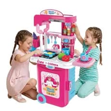 Maleta Cozinha Infantil Completa Grande com Rodinha Hora de Cozinhar