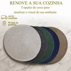 Kit 2 A 10 Jogo AmericanoPara Mesa Posta, Redondo, Jantar, Descanso de Prato Acabamento Elegante