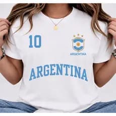 Camiseta Feminina Argentina 10 Copa Seleção T-Shirt Torcedora 100% Algodão