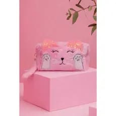 Nécessaire/ Estojo Infantil Gatinho Rosa Pelúcia