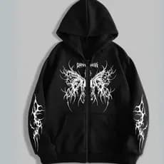 Moletom Ziper Tribal DARK  Borboleta e Mangas Estilizadas Moda Alternativa