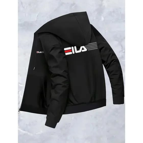 Moleton masculina com capuz estampa ELIA  com zíper outono e inverno