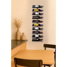 Adega Suspensa para 10 Garrafas de Vinho | Suporte de Vinho de Parede em Metal Preto | Decoração Gourmet Moderna