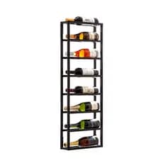 Suporte para 8 Garrafas de Vinho Adega de Parede Porta Vinhos Organizador Vertical Expositor de Garrafas Metal Preto Dec