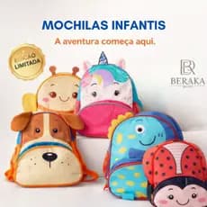 Mochila Infantil Escolar Unicórnio Dinossauro Abelha Cachorro Joaninha Leve Resistente Menina Menino