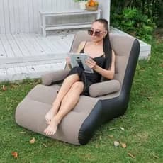 Espreguiçadeira Inflável Portátil Confortável Sofá de Ar Praia Piscina Camping