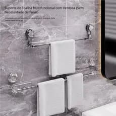 Suporte Porta Toalha Com Ventosa Retrátil Não Perfurada Com Haste Inox SUPER QUEIMA ESTOQUE