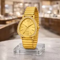 Relógio Feminino Metal Luxo Dourado Pulseira Aço Inoxidável Elegante