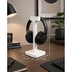 Suporte de Mesa para Headset Gamer Fone de Ouvido Organizador Escritório Home Office Preto Branco