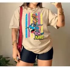 Camiseta Feminina Tom & Jerry Desenho Animado Camisa Algodao Premium Bloguiera