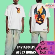 100% Algodão Camiseta básica masculina Camiseta básica masculina Oversized de Design de Camiseta com estampa Charizard