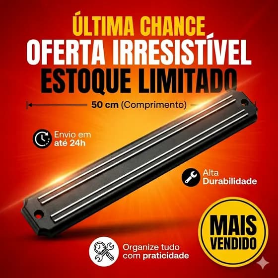 Barra Magnética Imã Para Facas e Ferramentas 50cm Para Casas Churrascaria