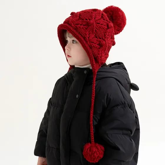 Crianças chapéu outono inverno 2024 novo estilo meninas chapéu de malha chapéu de lã bebê quente proteção de orelha pulô