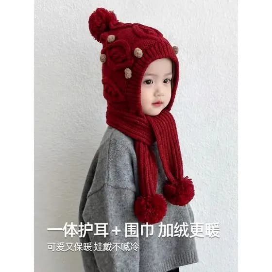 Crianças chapéus cachecóis chapéus integrados outono inverno bebê malha chapéus de lã meninos meninas chapéus quentes pr