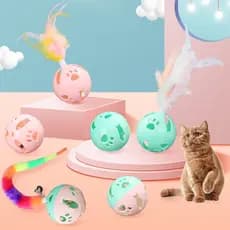 Suprimentos para animais de estimação Macaron cor destacável pena sino bola de plástico substituição cabeça provocando g