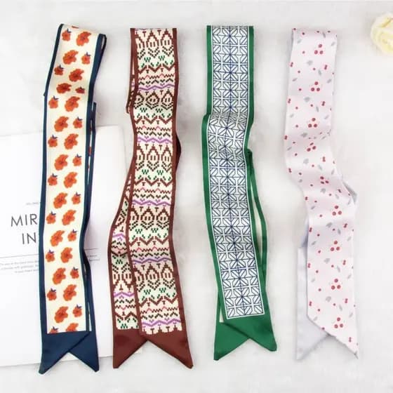 Lenço de seda francês bandana feminino laço de cabelo rabo de cavalo estilo Mori Outing arco cocar fita de inverno acess