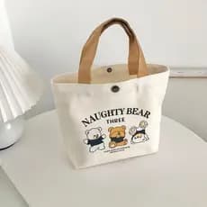 Saco de lona pequeno dos desenhos animados All-Match bolsa lancheira saco simples bolsa trabalhador de escritório almoço