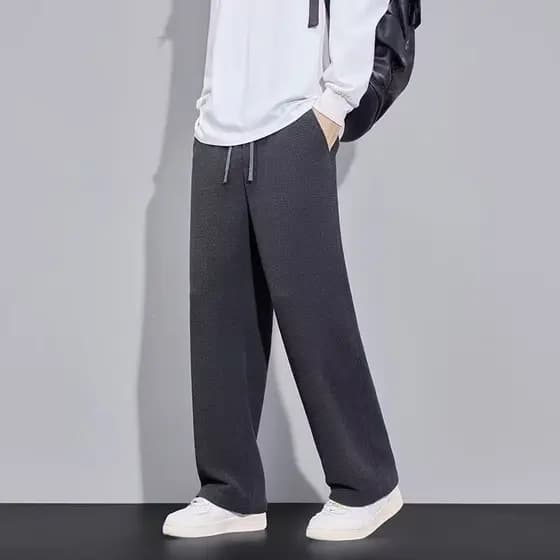 Homens em linha reta calças casuais primavera novo estilo de malha Drape calças esportivas Sweatpants solto All-Match ca
