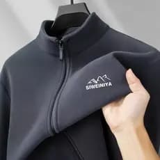 2025 outono inverno novo estilo moletom de lã austríaco masculino gola alta Cardigan jaqueta espessada jaqueta de lã que