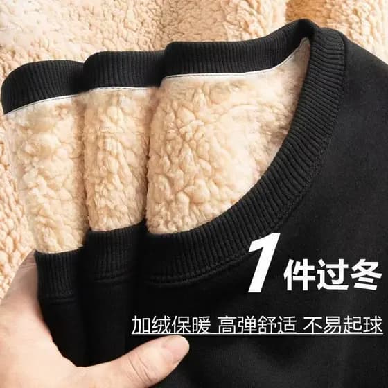 Cordeiro velo engrossado em torno do pescoço moletom masculino feminino outono inverno quente camiseta moda rua Wear pes