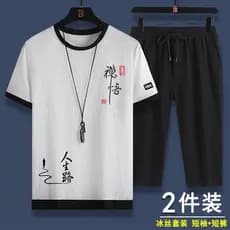 Terno Casual masculino 2025 verão gelo seda esportes de secagem rápida Shorts de manga curta na moda roupas masculinas u