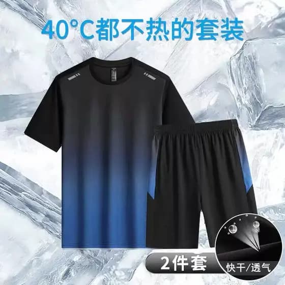 Correndo terno esportivo masculino de seda gelo verão roupas de secagem rápida de manga curta t roupas de Fitness camise