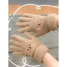 Luvas femininas 2026 novo estilo bonito urso outono inverno quente velo-velo malha ciclismo à prova de vento à prova de