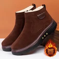 W inverno novo estilo nordeste botas de neve masculinas manter quente forro de lã engrossado sapatos de algodão à prova