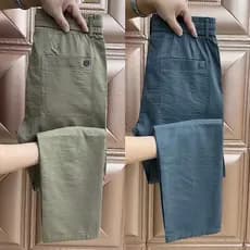 Calças de linho masculinas 2025 verão calças de linho de algodão fino masculino Ramie tecido calças casuais soltas calça