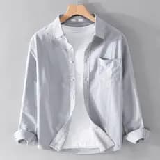 Camisa de trabalho masculina de manga comprida Casual resistente à sujeira resistente ao desgaste estilo fino camisa na