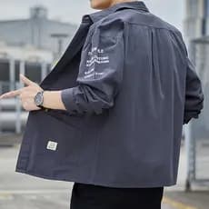 Camisa de manga comprida resistente ao desgaste de trabalho na moda masculina solta Retro Workwear camisa outono fino ja