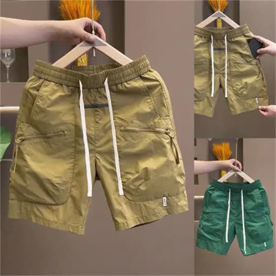 Verão masculino de secagem rápida quarto Shorts All-Match Casual calças de praia solto respirável moda zíper bolso calça