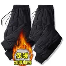 Tamanho grande para baixo calças masculinas inverno exterior Wear engrossado quente ao ar livre luz Casual esportes calç