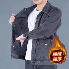 Jaqueta jeans barata masculina outono inverno americano Retro macacão jaqueta Casual solta resistente à sujeira roupas s