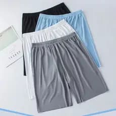 9.9 Yuan gelo seda legal calças de pijama Shorts masculinos verão estilo fino seda gelo verão casa Plus Size casal casa