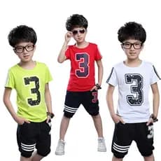 Roupas infantis Roupas infantis de verão 2026 Terno esportivo infantil de manga curta de duas peças Roupas infantis de v
