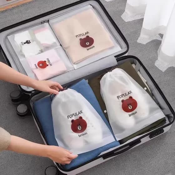 Saco de armazenamento de viagem saco de roupas sujas roupas sujas sapatos viagem seco molhado separação saco cordão saco