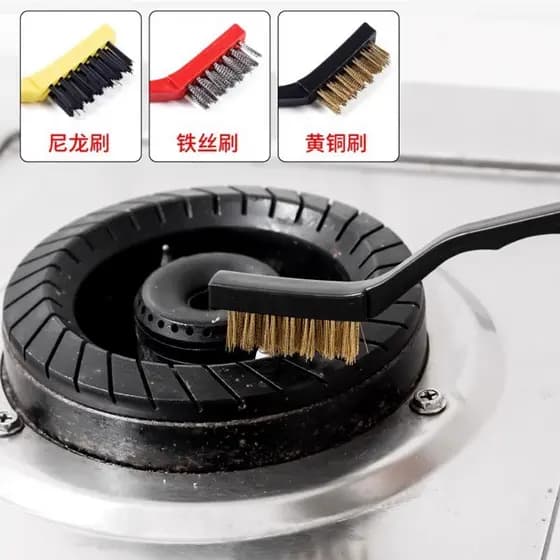 Escova de limpeza de fogão a gás, escova de abertura, 3 utensílios de cozinha, ferramenta de limpeza de fogão, fio de aç