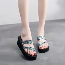 Chinelos femininos Flip-Flops sapatos femininos sandálias femininas cinto esmeralda verão fábrica praia beira-mar versão