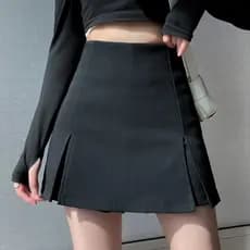 Saia de terno com fenda preta feminina verão saia de cintura alta Culottes verão