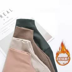 2026 novo estilo meia gola alta forro de lã engrossado quente fundo pequena camisa feminina moda outono inverno fino-aju