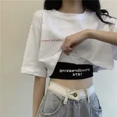 Uma peça/terno de duas peças recortado curto topo verão 2026 novo estilo versão coreana solta roupas de cintura alta cam