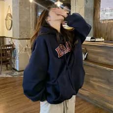 Moletom feminino forro de lã engrossado jaqueta com capuz outono inverno 2026 novo estilo estilo preguiçoso solto longo-