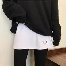 Pequena saia branca bainha falsa em camadas usar moletom interno ferramenta útil feminina outono inverno cobrindo virilh