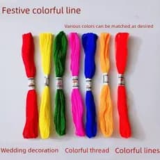 Fio de algodão vermelho amarelo verde preto branco fio de cinco cores fio colorido casamento vermelho verde fio roupas d