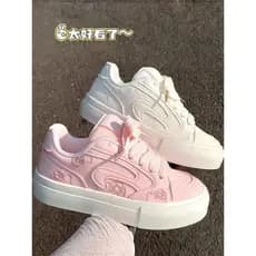 Campus estilo menina coração sapatos brancos de sola grossa feminino ins na moda 2025 outono novo estilo esportes All-Ma