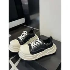 Couro genuíno Mickey sapatos de dedo grande feminino 2025 primavera novo estilo All-Match feio bonito sapatos de sola gr